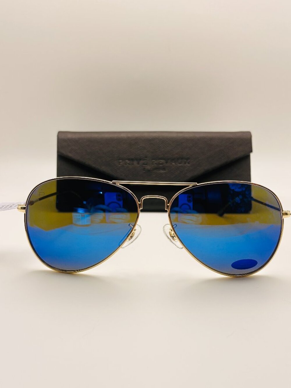 Privé Revaux Commando 2.0 Champagne Gold Blue Mirror Polarized Sunglasses